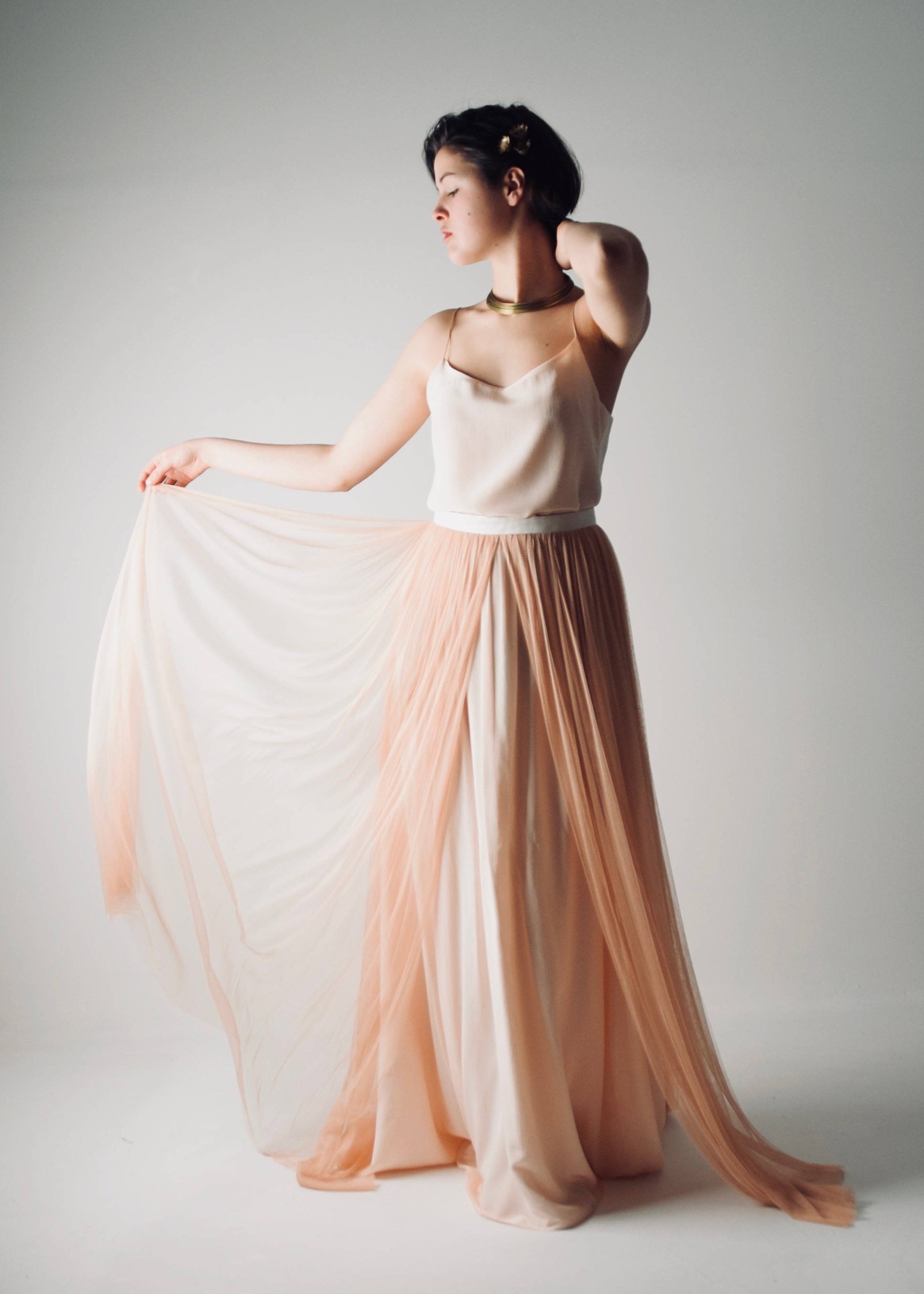 ABELIA, Abito da Sposa Colorato Due Pezzi Rosa Antico