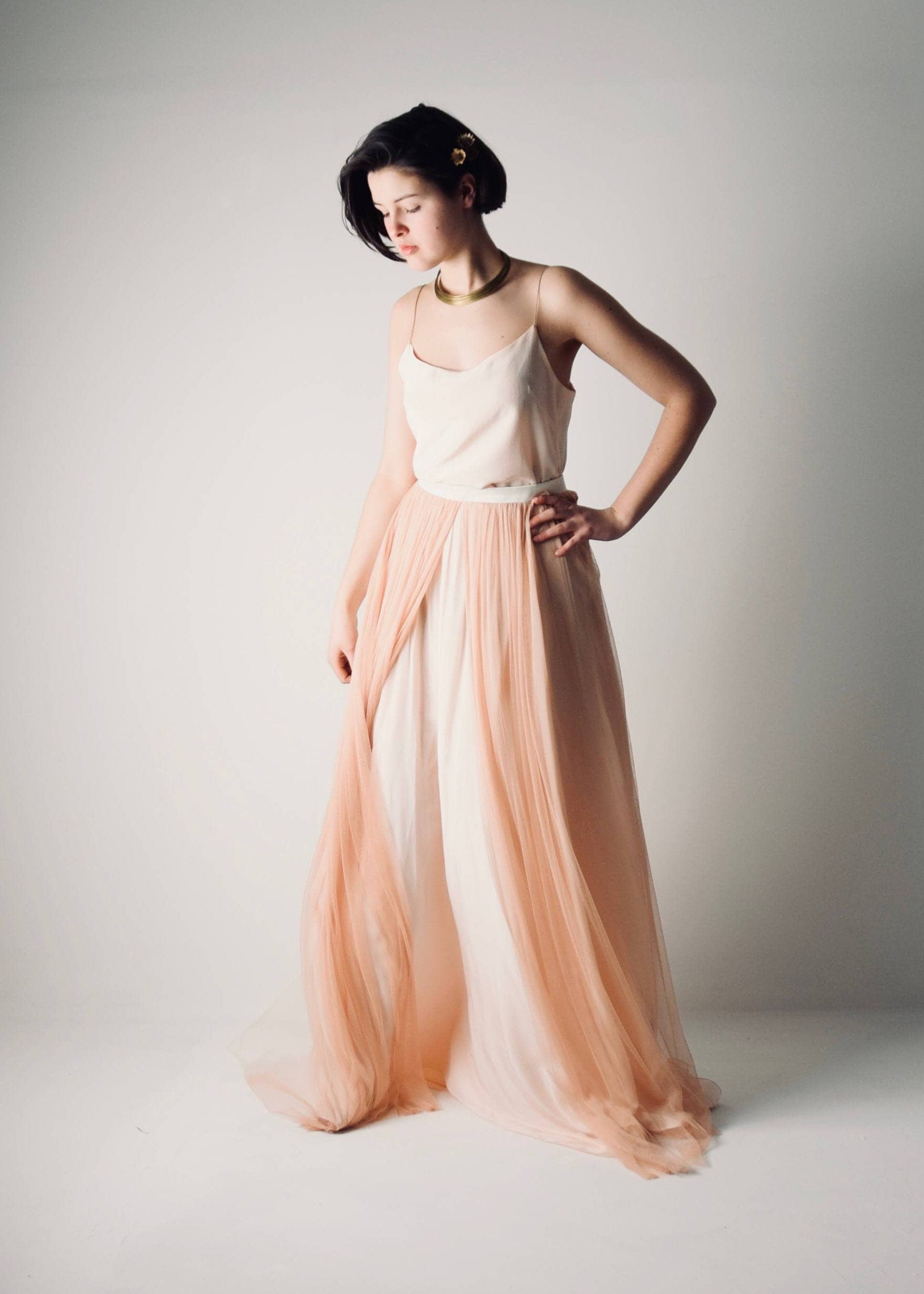 ABELIA, Abito da Sposa Colorato Due Pezzi Rosa Antico