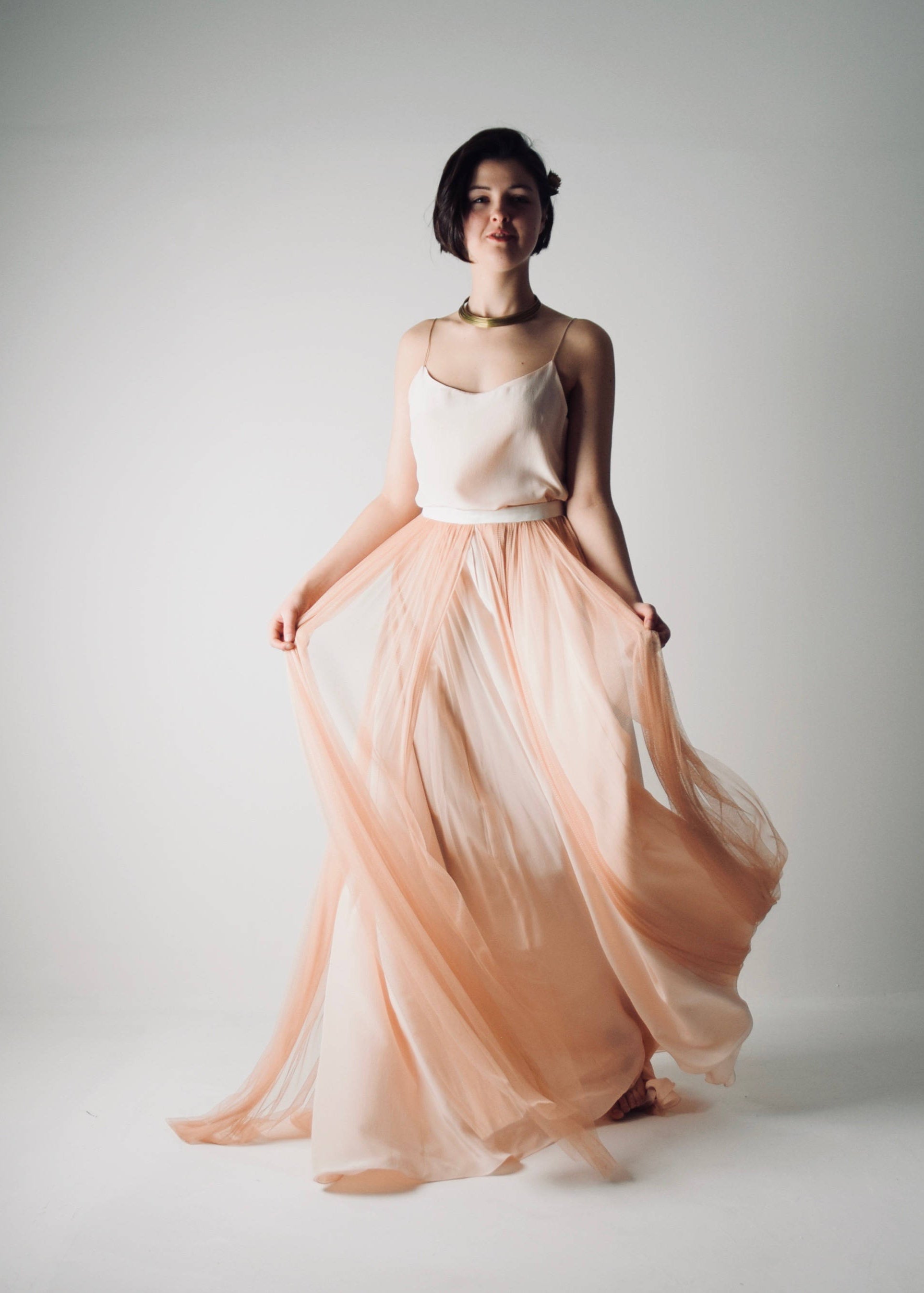 ABELIA, Abito da Sposa Colorato Due Pezzi Rosa Antico