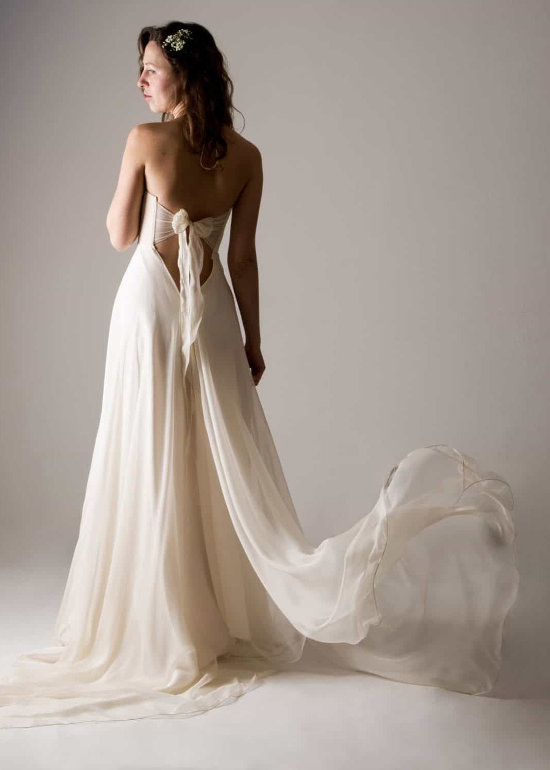 ACANTHUS, a Backless Fairy Wedding Dress in Silk Chiffon