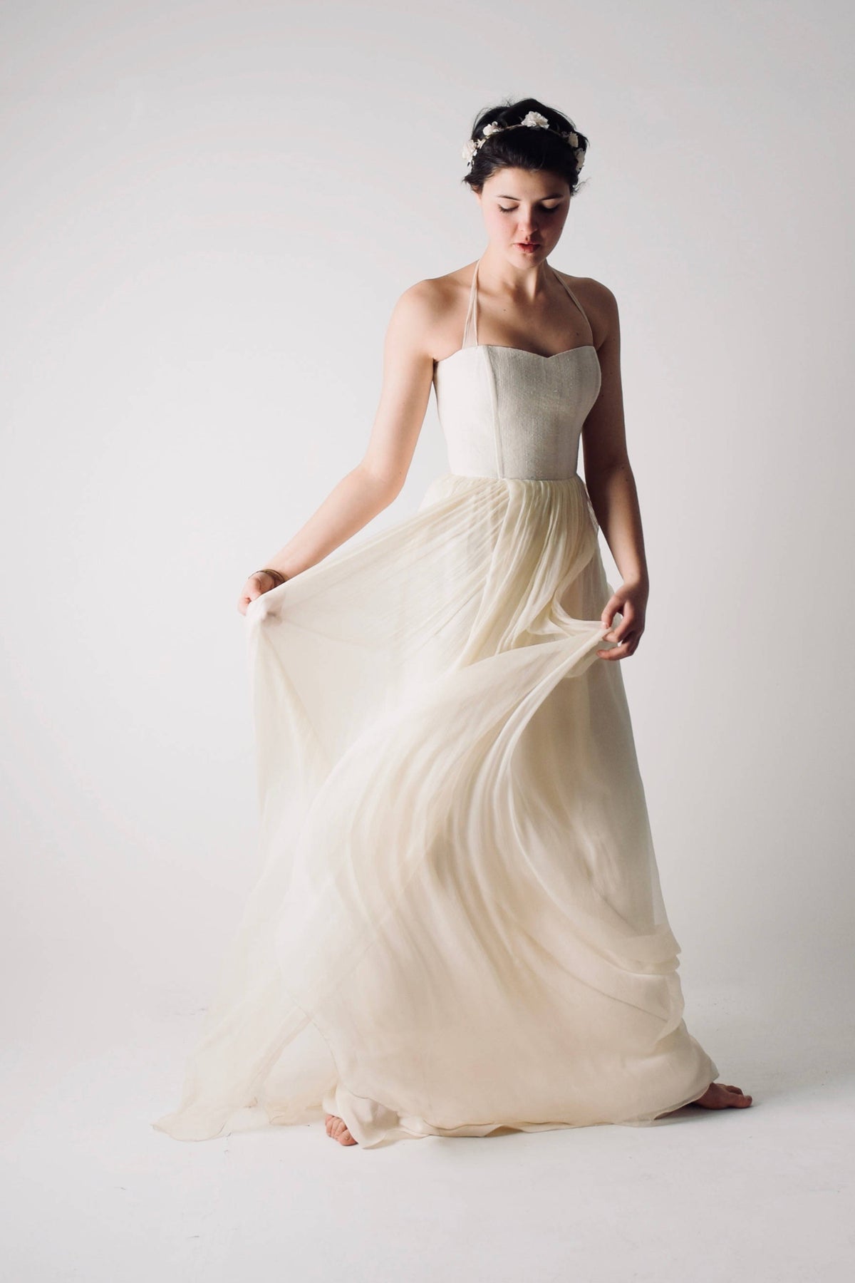 TILIA, a Corset Wedding Dress in Hemp and Silk Chiffon Larimeloom TILIA, a Corset Wedding Dress in Hemp and Silk Chiffon Larimeloom