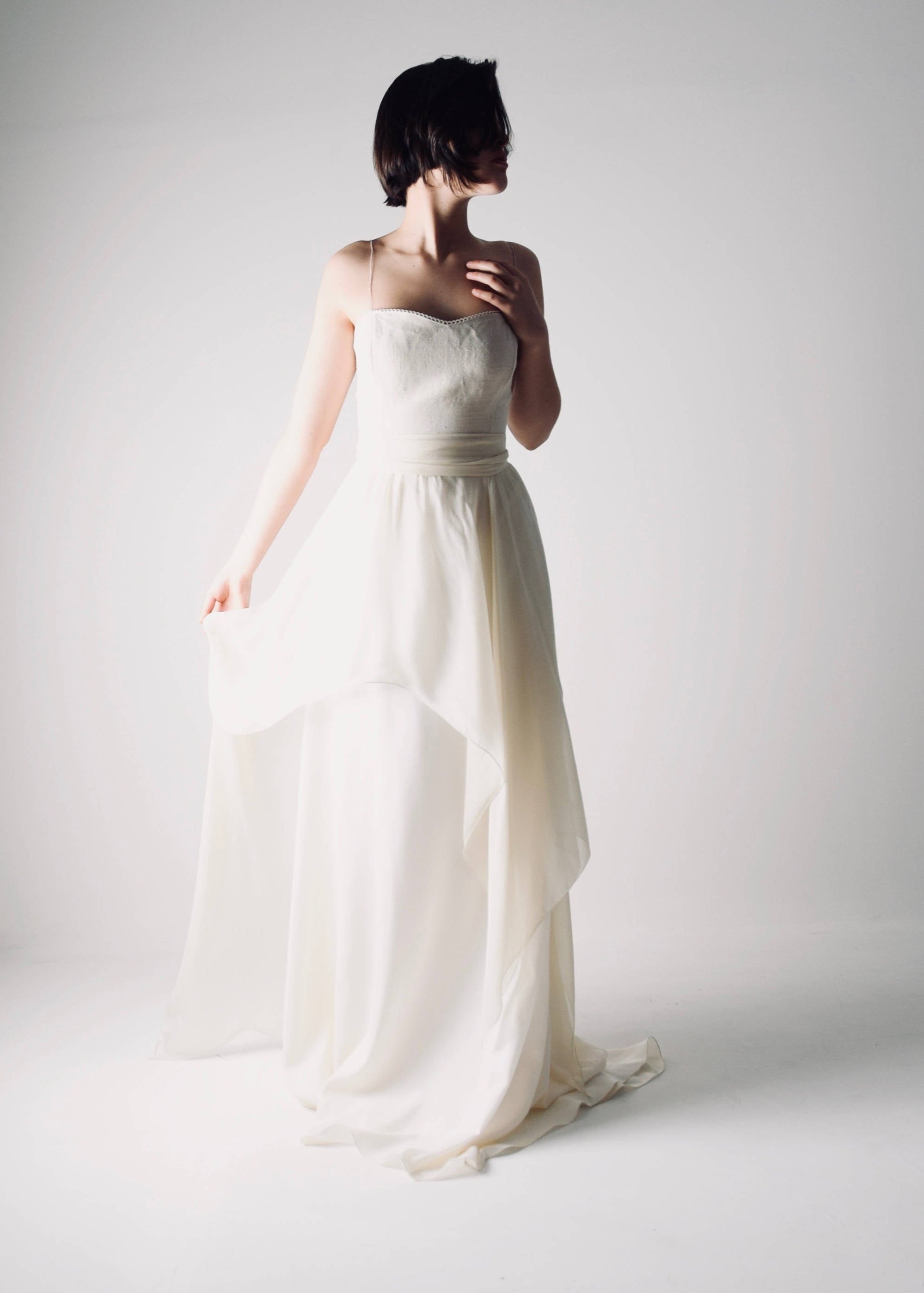 Agapanthus - Romantic Hemp Corset Wedding Dress with a Sweetheart Neckline