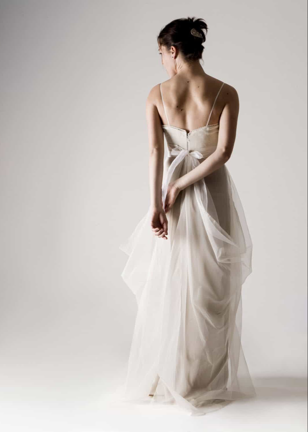 POTENTILLA, a Velvet and Organza Draped Wedding Dress, 1920s style, back view