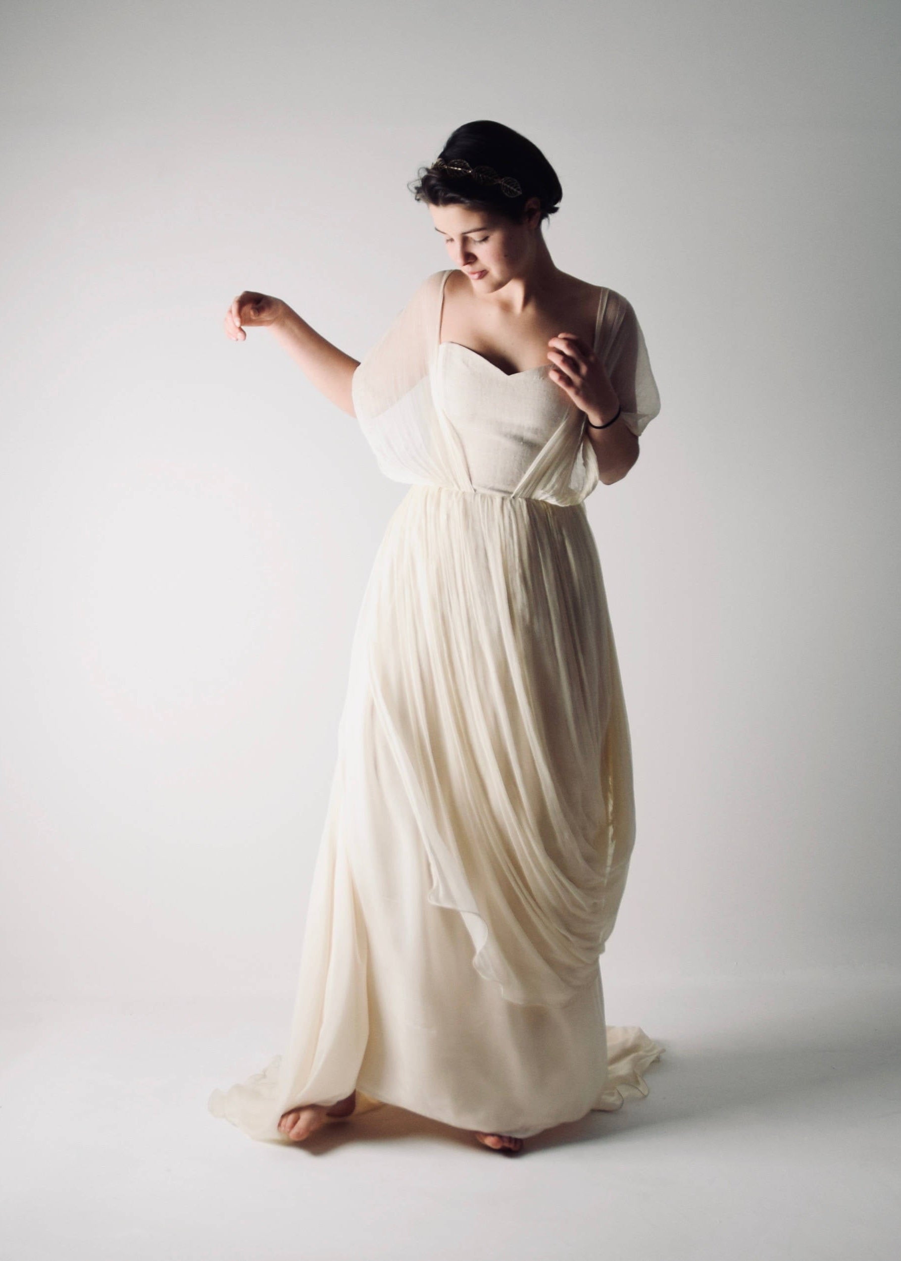 PAPAVER, a Grecian Wedding Dress in Flowing Chiffon, movement