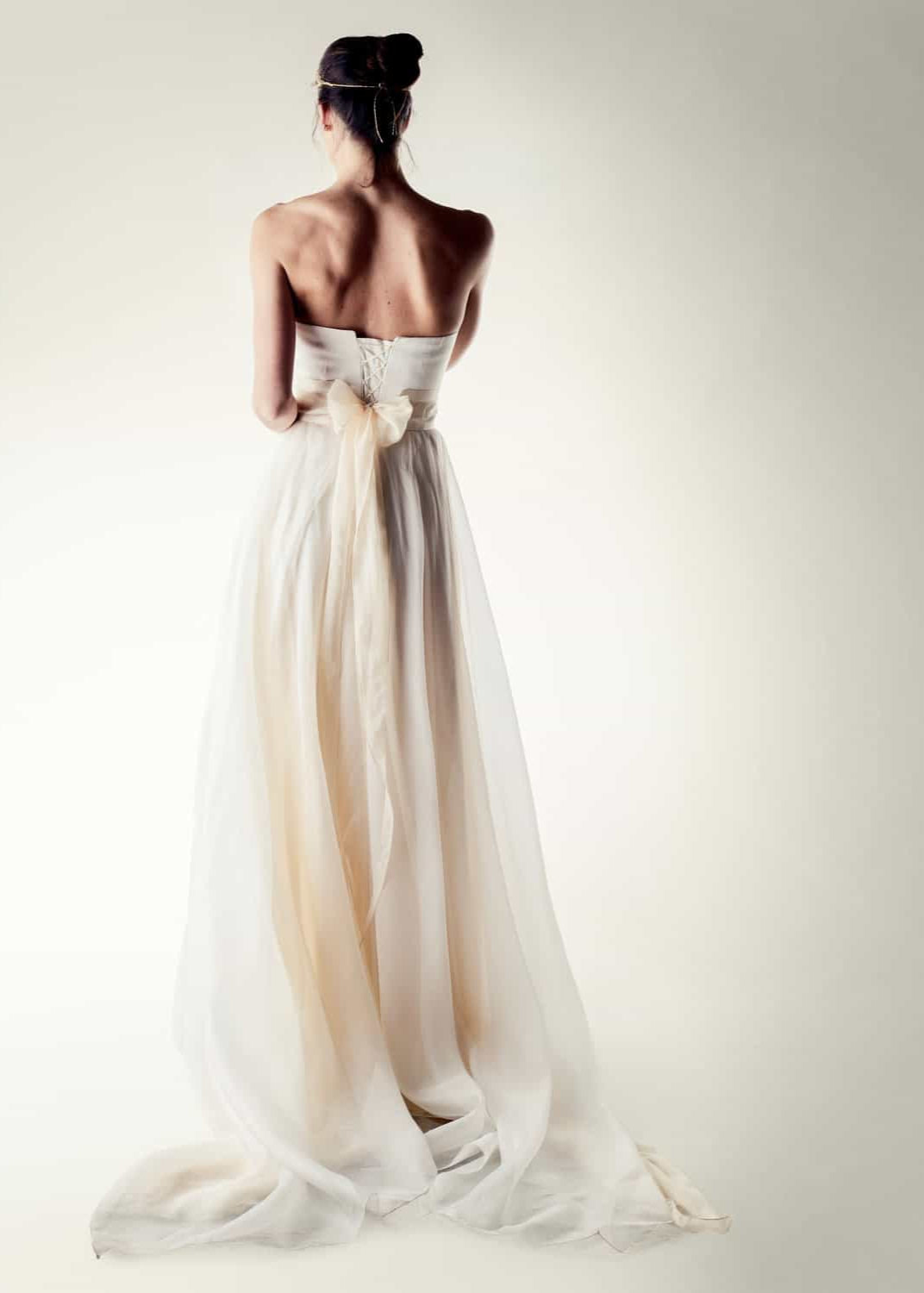 CORIANDER, a Sweetheart Silk Bustier and A-line Skirt Bridal Outfit