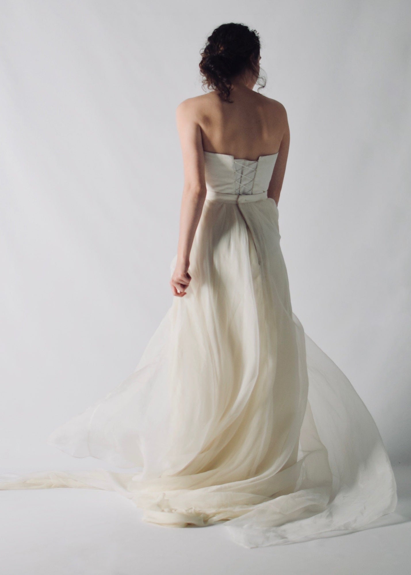 CORIANDER, a Sweetheart Silk Bustier and A-line Skirt Bridal Outfit