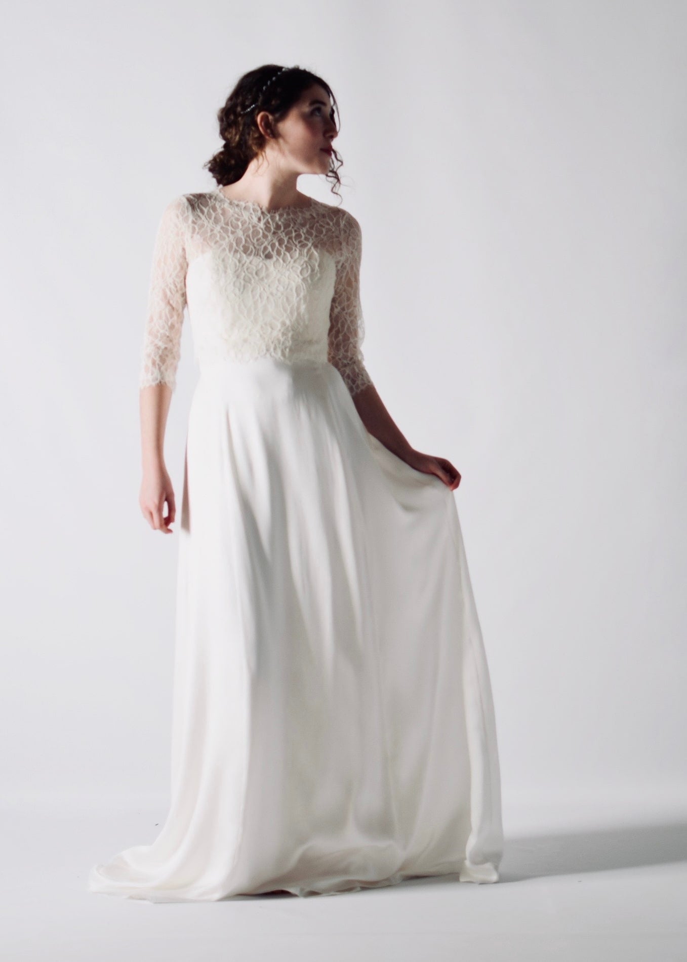 CALLA - Elegant A-Line Silk Satin Bridal Skirt with a Short Train