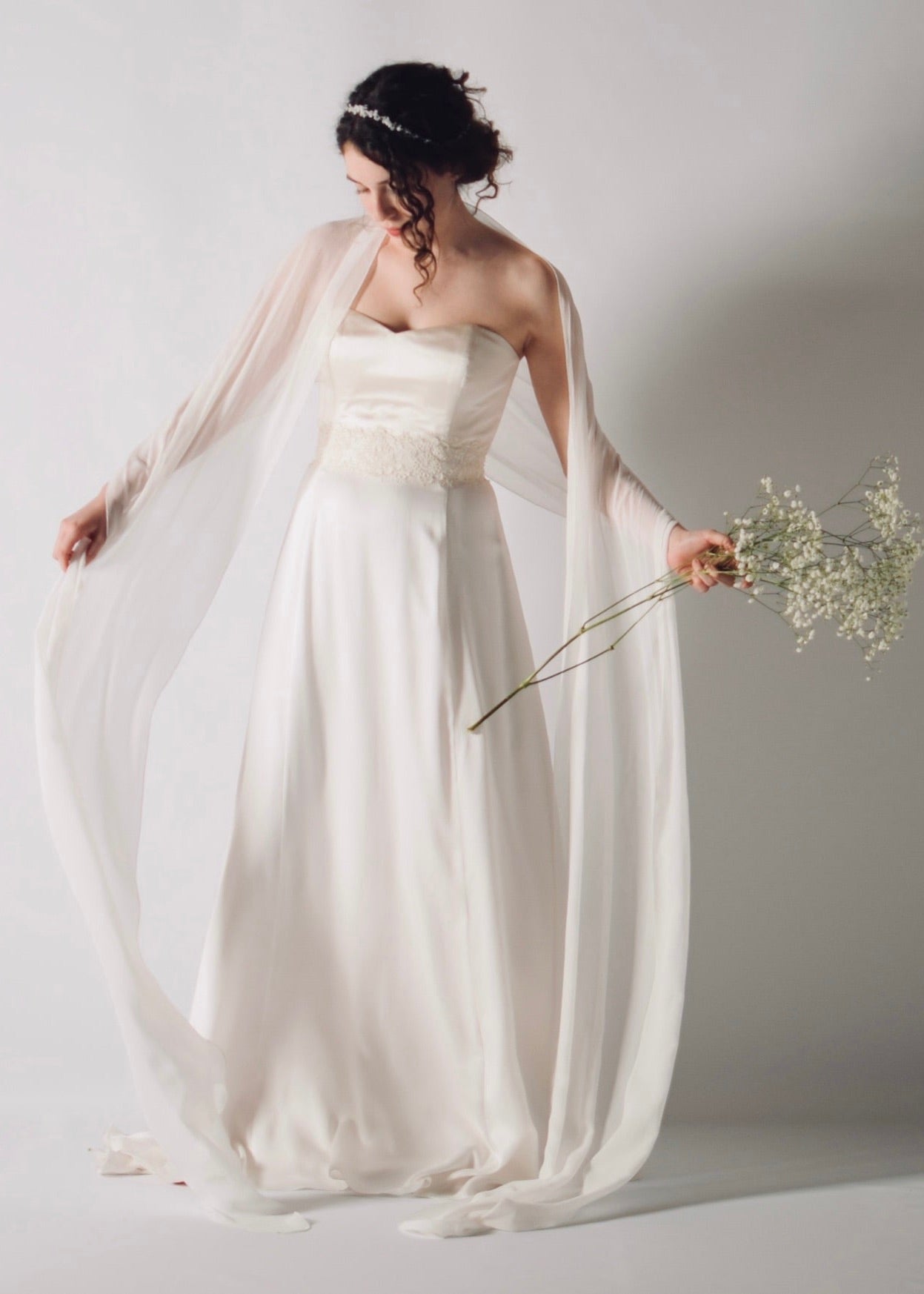 CALLA - Elegant A-Line Silk Satin Bridal Skirt with a Short Train