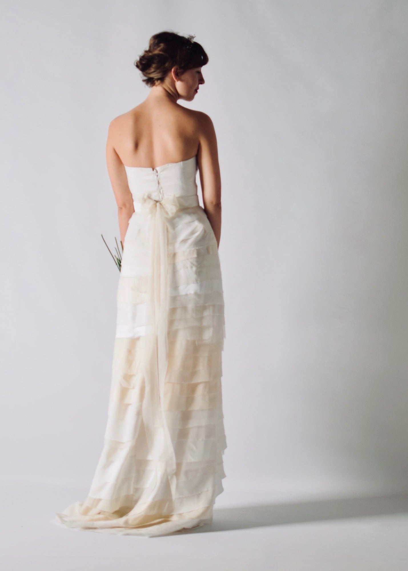 Sustainable wedding skirt made of real silk scraps, eco conscious bridal design wedding dress separates