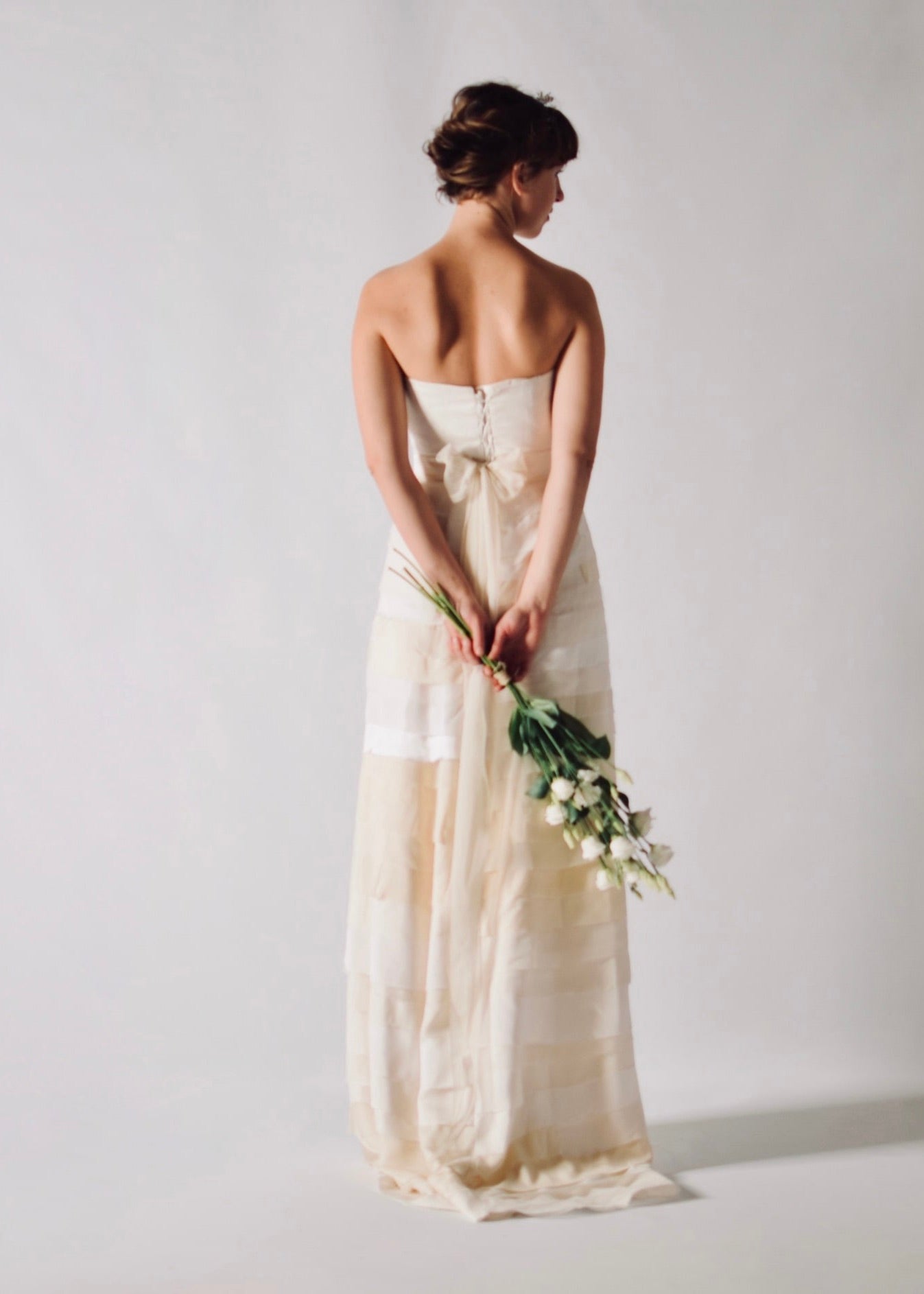 Sustainable wedding skirt made of real silk scraps, eco conscious bridal design wedding dress separates