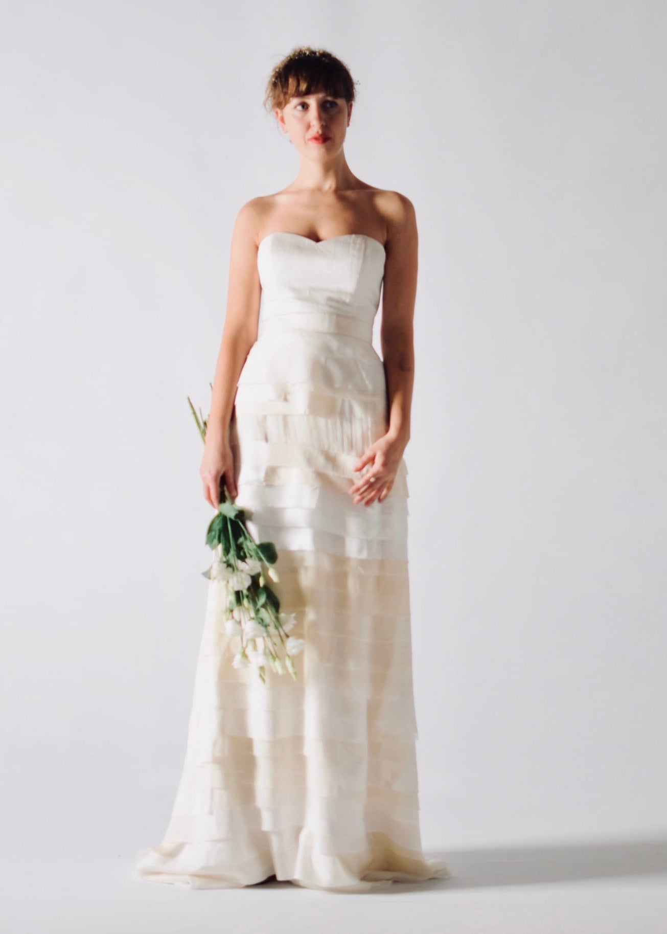 Sustainable wedding skirt made of real silk scraps, eco conscious bridal design wedding dress separates