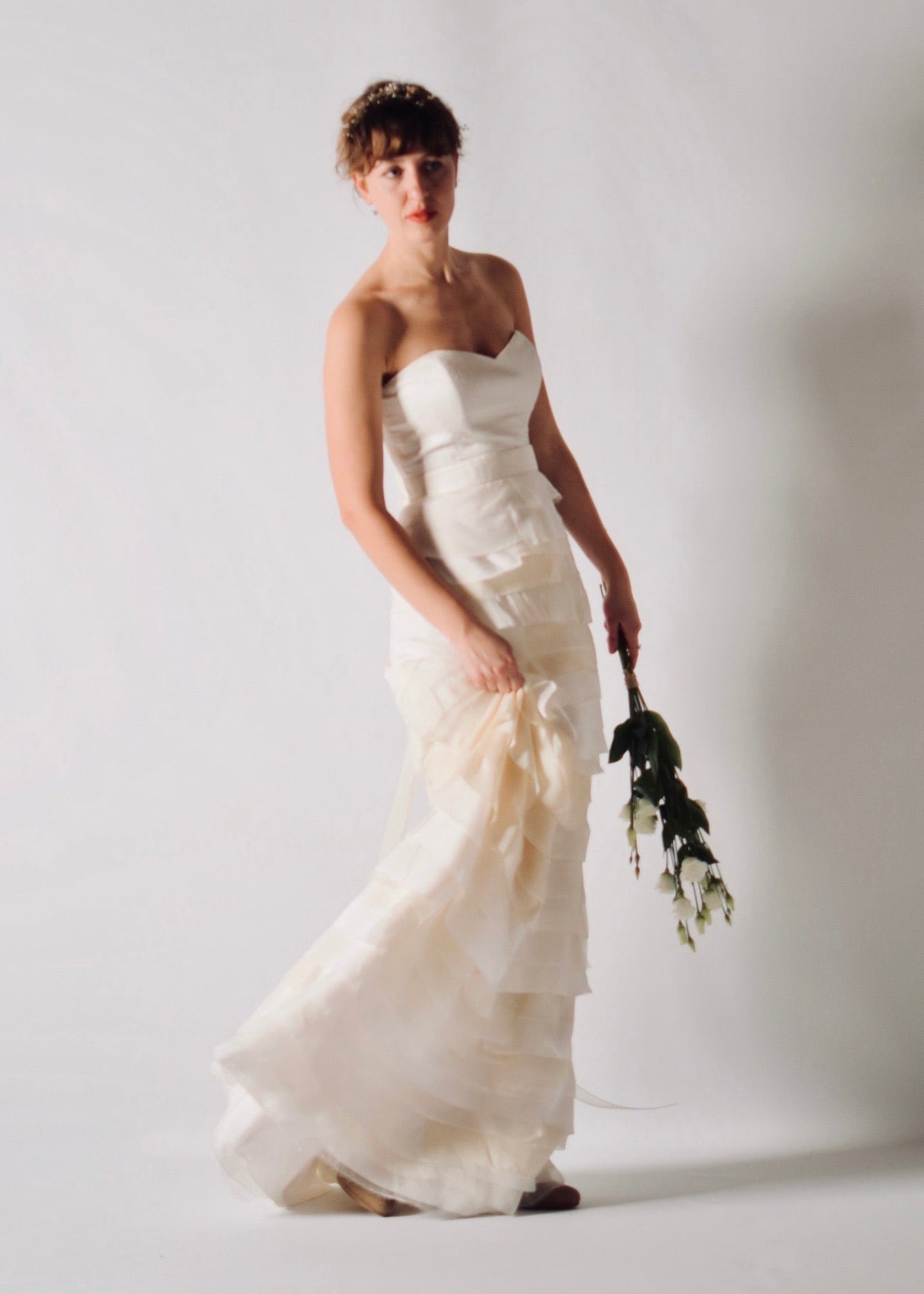 Sustainable wedding skirt made of real silk scraps, eco conscious bridal design wedding dress separates