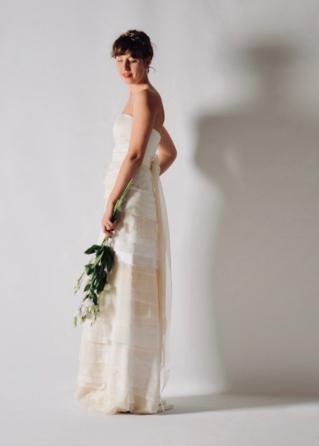 Sustainable wedding skirt made of real silk scraps, eco conscious bridal design wedding dress separates