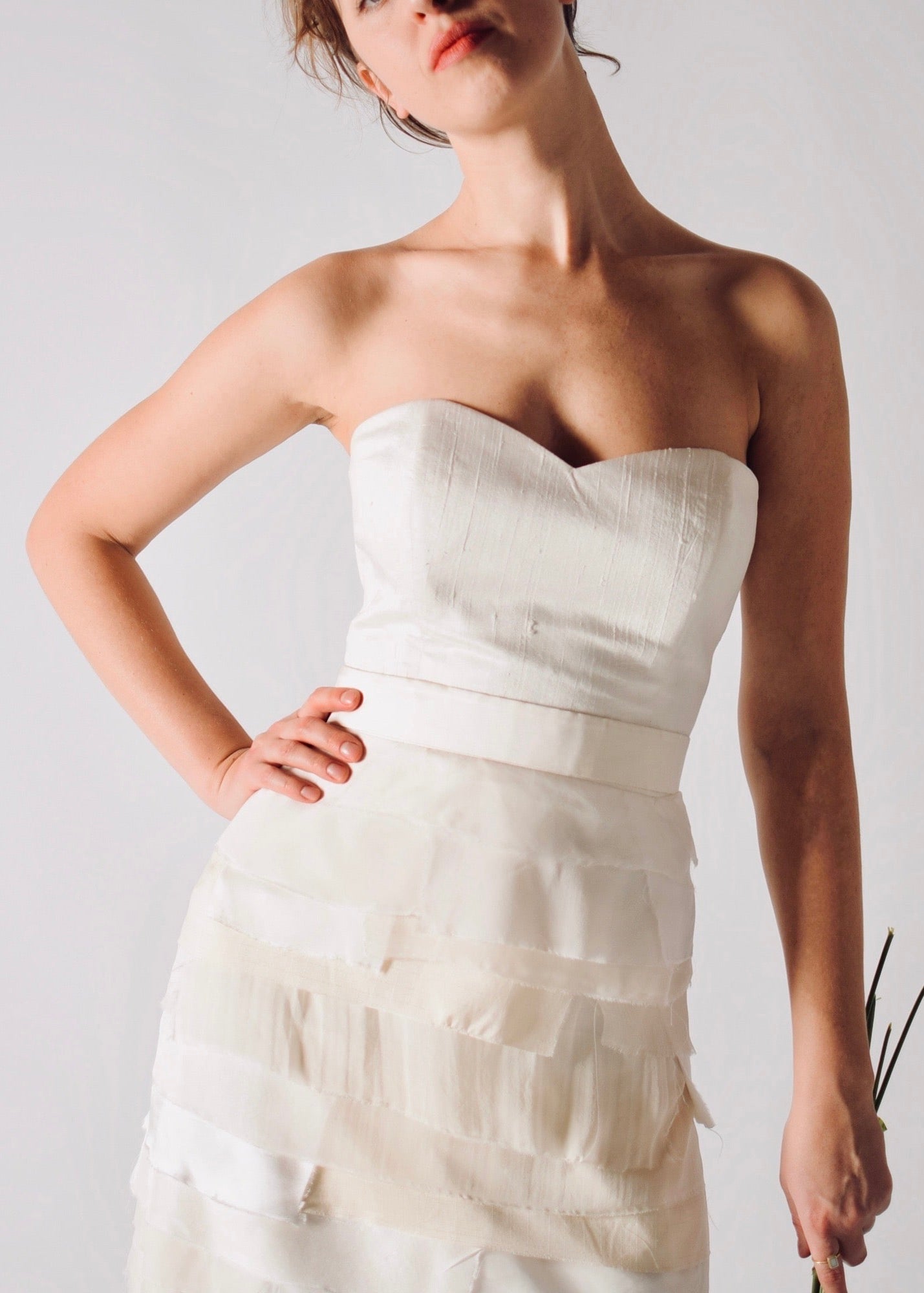 Sustainable wedding skirt made of real silk scraps, eco conscious bridal design wedding dress separates Paired with a silk bridal bustier