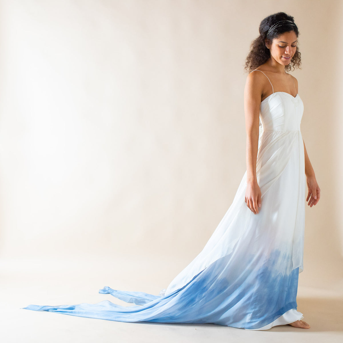 ACONITUM in Blue, an A-Line Ombr Color Wedding Dress in Silk Larimeloom ACONITUM in Blue, an A-Line Ombr Color Wedding Dress in Silk Larimeloom