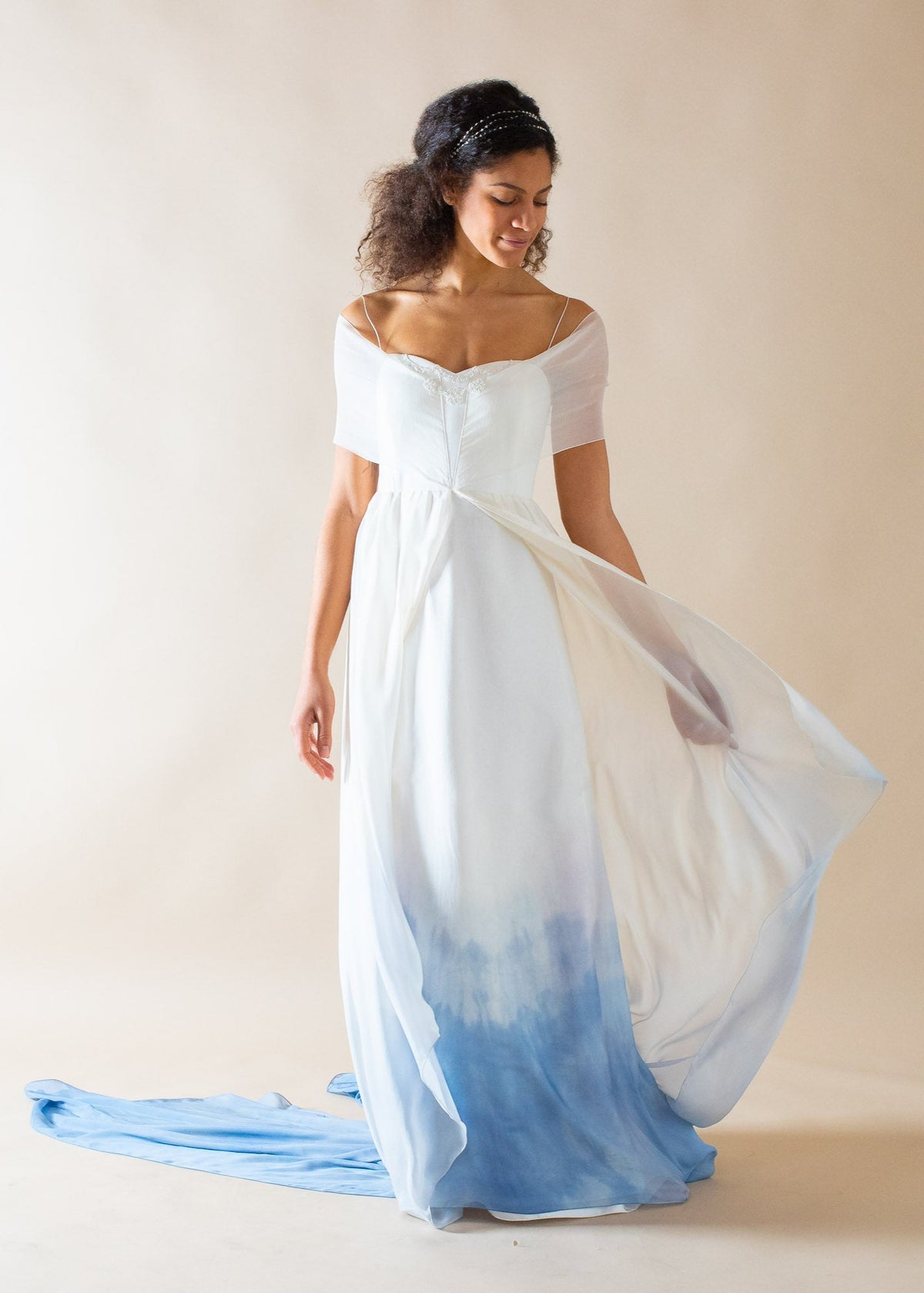ACONITUM in Blue, an A-Line Ombr Color Wedding Dress in Silk Larimeloom ACONITUM in Blue, an A-Line Ombr Color Wedding Dress in Silk Larimeloom