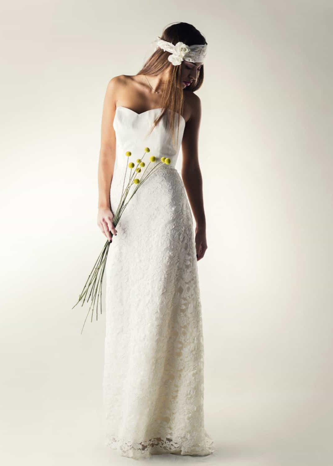 NIGHTSHADE, a Silk Bodice & a Lace Skirt Bridal Outfit, front