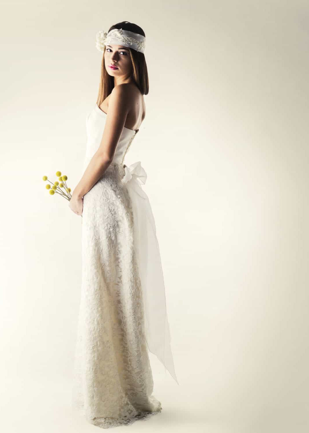 NIGHTSHADE, a Silk Bodice & a Lace Skirt Bridal Outfit, side