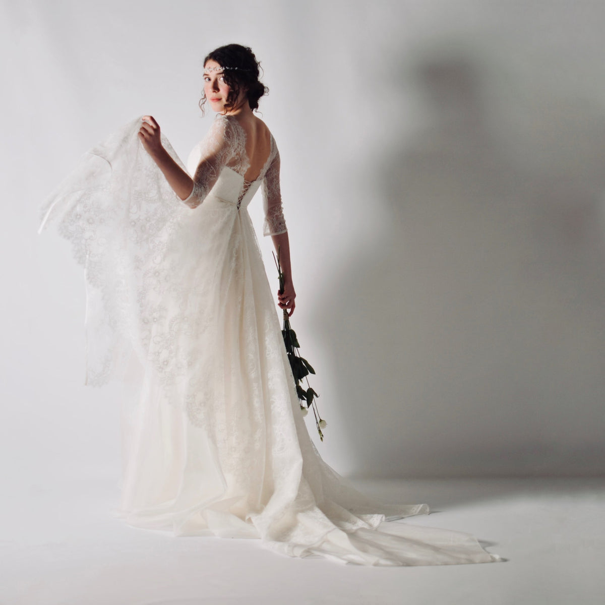 Aquilegia ~ Lace wedding dress with sleeves  Larimeloom