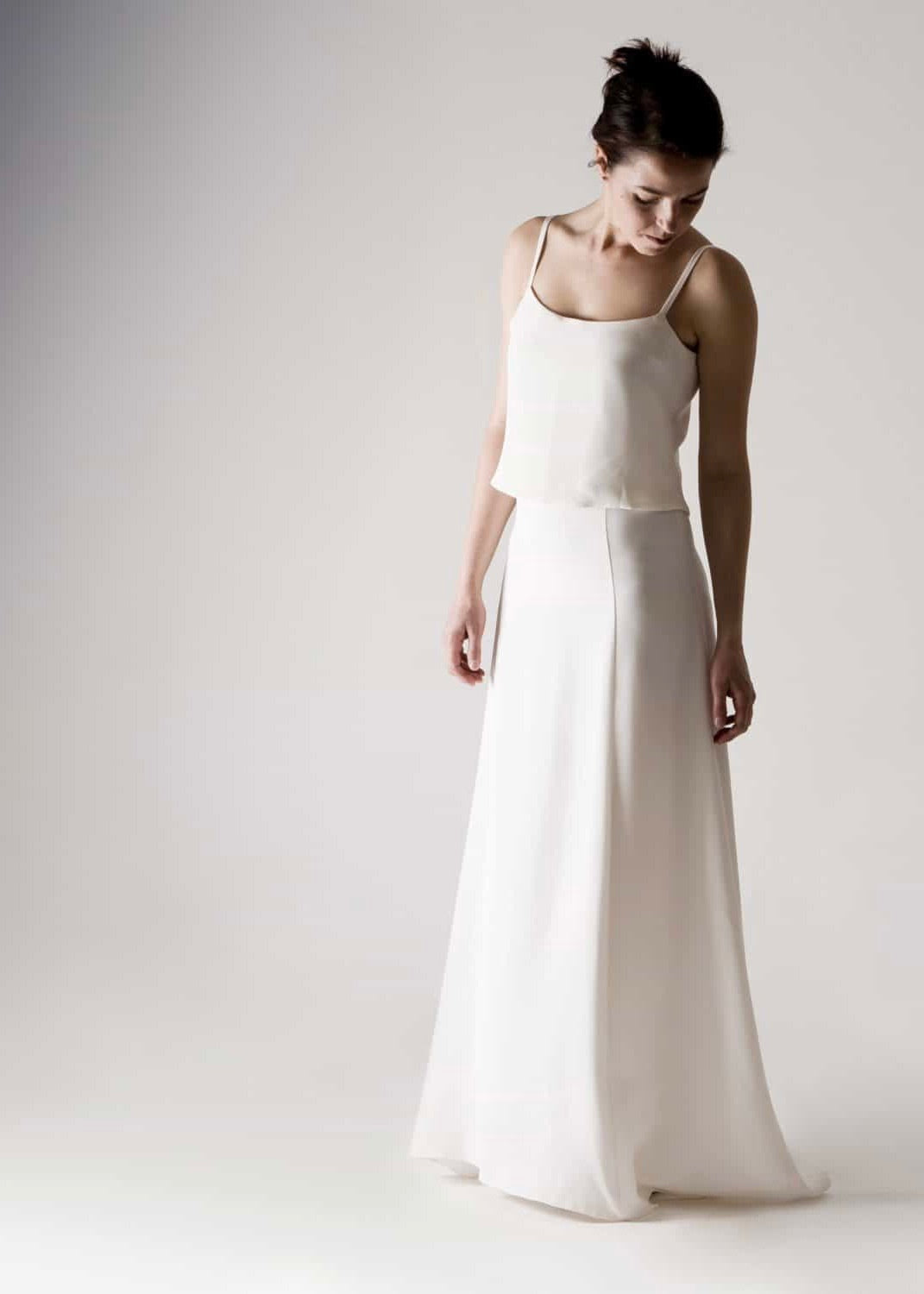 TULIPA: A-Line wedding skirt in heavy silk with matching camisole for modern bridal look