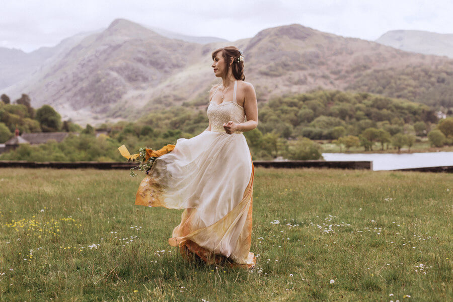 A Hand Painted Silk Wedding Dress Created Between Italy and Wales