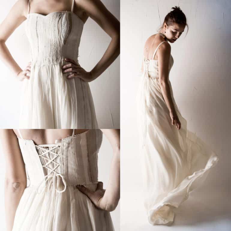 Textured Hemp Wedding dress - Larimeloom Handmade Clothing