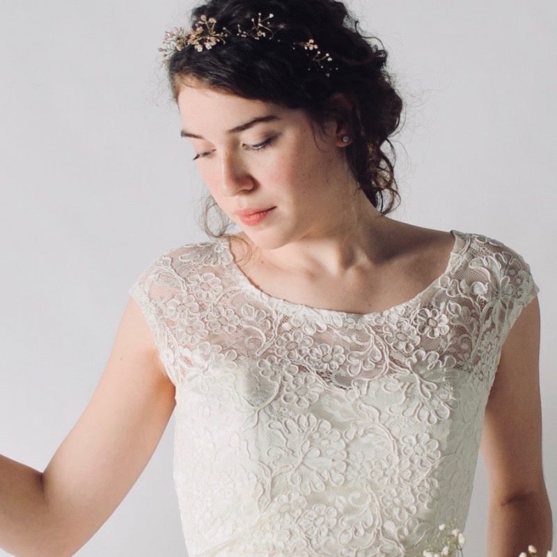 Mimosa ~ Lace Wedding Top with Buttons | Larimeloom